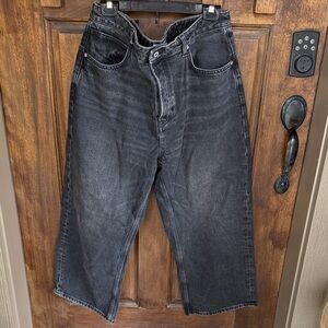 Free People Deep Trance Dropped Boyfriend Faded Black Jeans